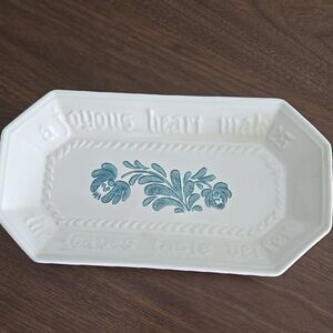 Pfaltzgraff Rectangular Bread Tray with Blue Floral Design